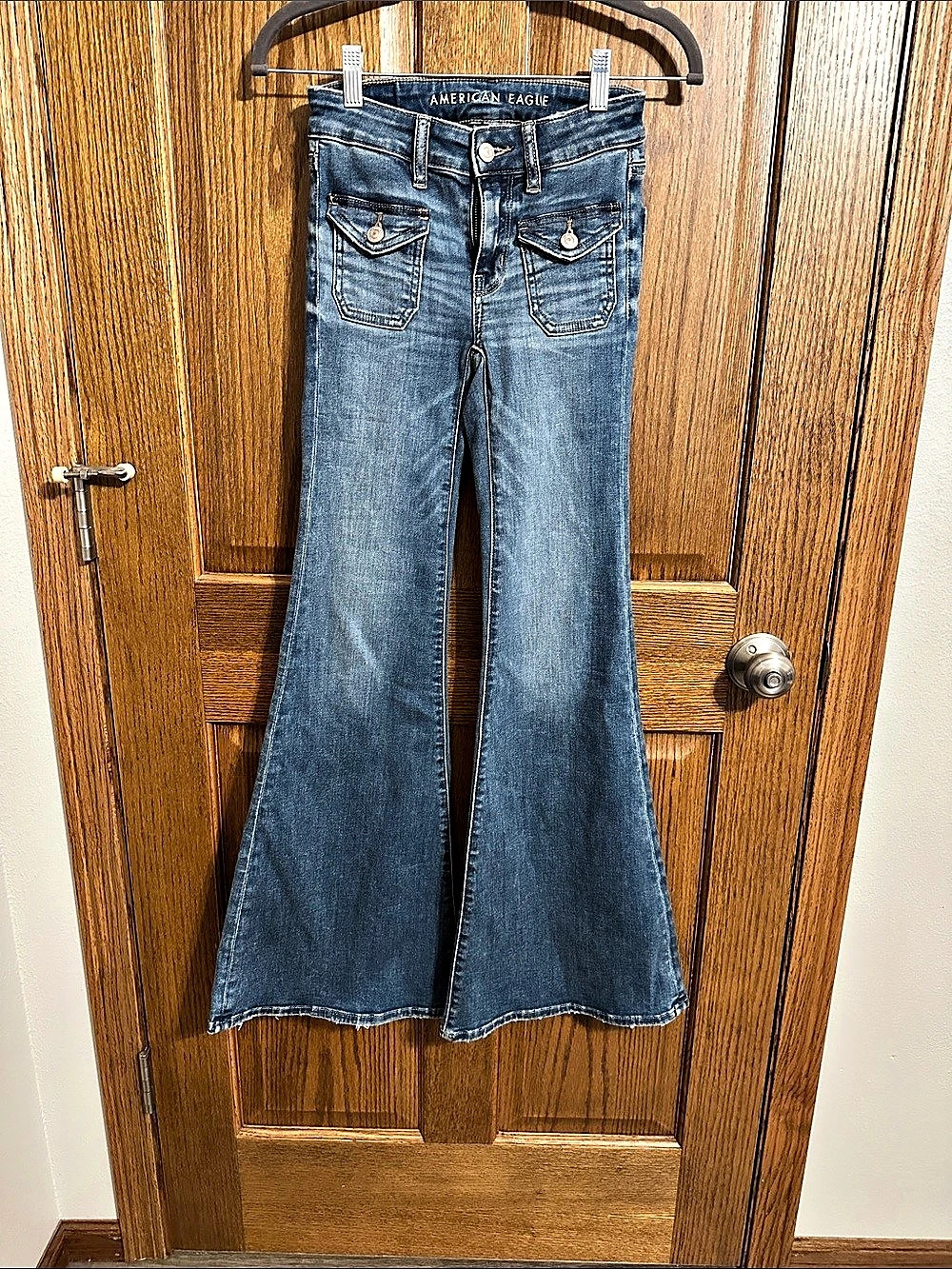 American Eagle Next Level Cargo Flare Jeans Blue